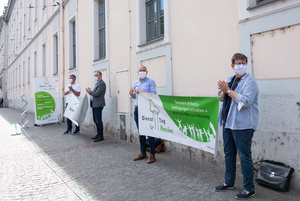 Beim „Dienst-Tag“ für Menschen protestierten Caritas-Vertreter unter anderem für bessere Arbeitsbedingungen in der Pflege. 